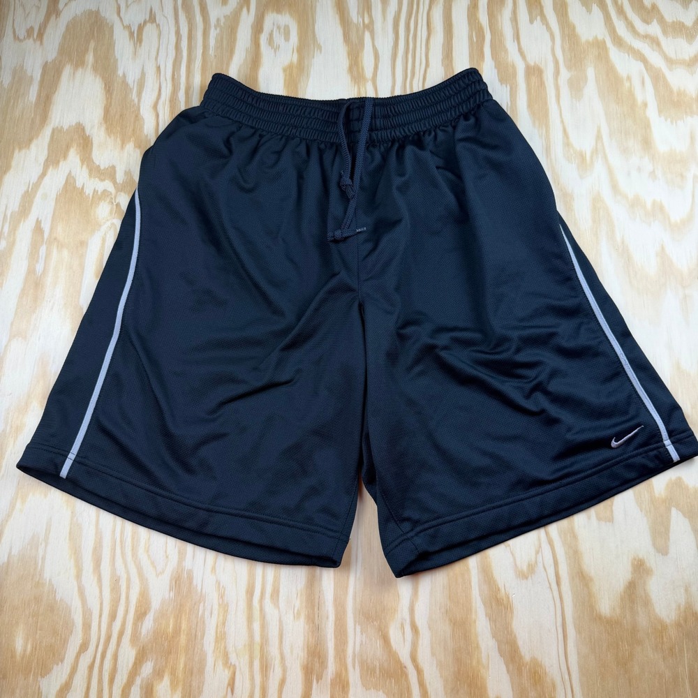 Y2K Nike Team Dri-FIT Basketball Shorts Mens M Black Mesh Athletic Piping 10in